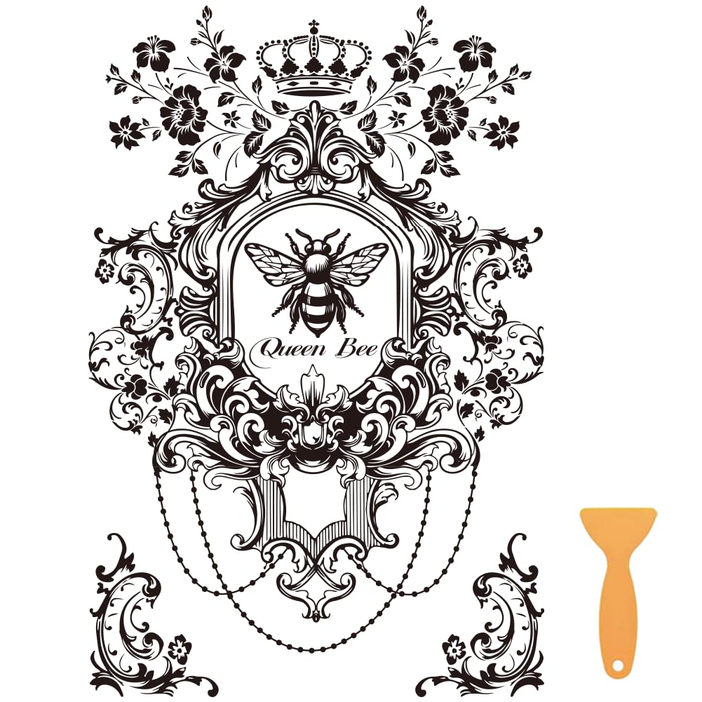 Beinkmake Vintage Skull & Floral Rub-On Transfers – 3 Sheets, Baroque Design For Furniture & DIY Decor - View #10