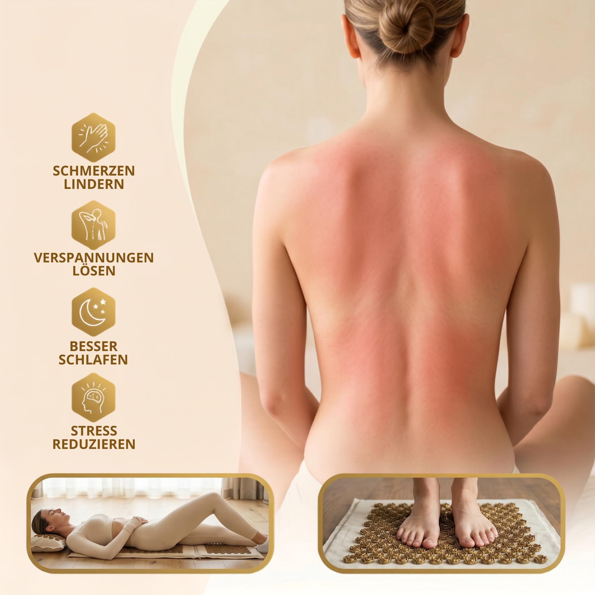 Tappetino per agopressione XXL con tappetino per agopuntura, set premium 5 in 1, ideale per massaggi e relax per schiena, collo e piedi grazie alle spine posizionate in modo mirato.