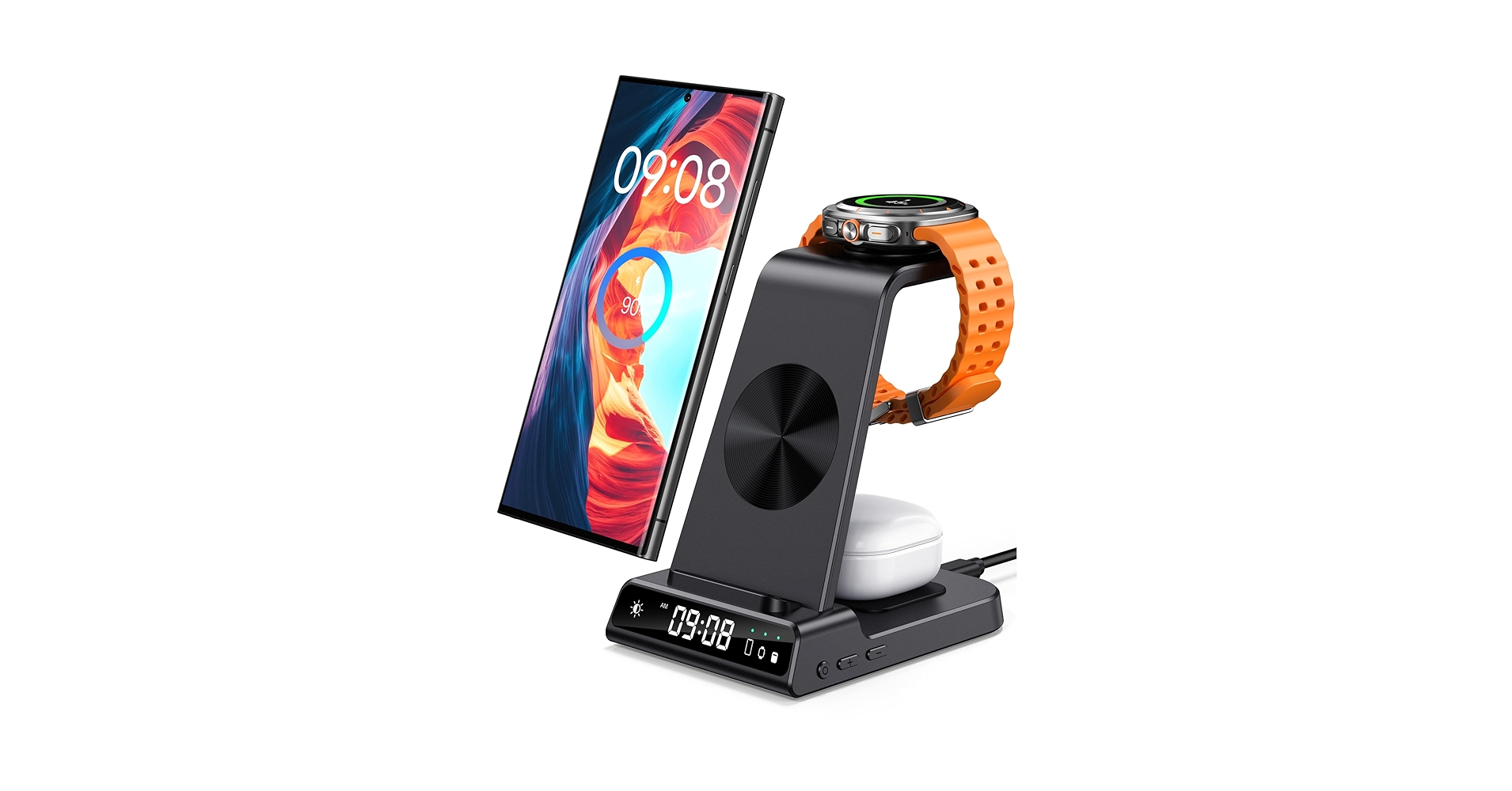 Wireless Charger for Samsung, 3 in 1 Wireless Charging Station for Samsung Galaxy S25 Ultra/S24 Ultra/S23/S22/Note 20/Z Flip 7/Fold 6, Charger for Samsung Galaxy Watch Ultra/8/7/6, Galaxy Buds 3/3 Pro Wireless Charger for Samsung, 3 in 1 Wireless Charging Station for Samsung Galaxy S25 Ultra/S24 Ultra/S23/S22/Note 20/Z Flip 7/Fold 6, Charger for Samsung Galaxy Watch Ultra/8/7/6, Galaxy Buds 3/3 Pro