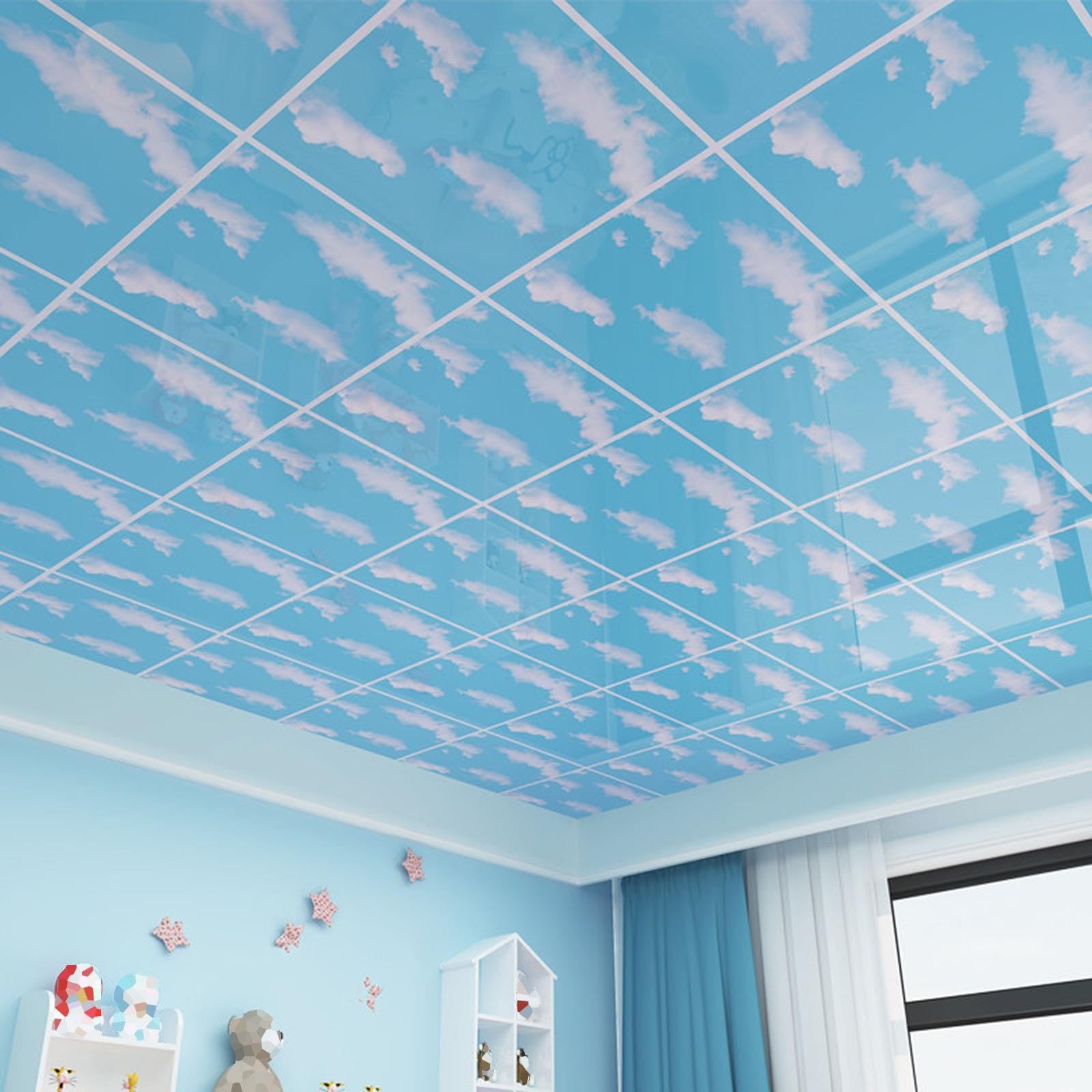Deckenpaneele Wandaufkleber Mit Blauem Himmel Wolkenmuster, Deckenplatten