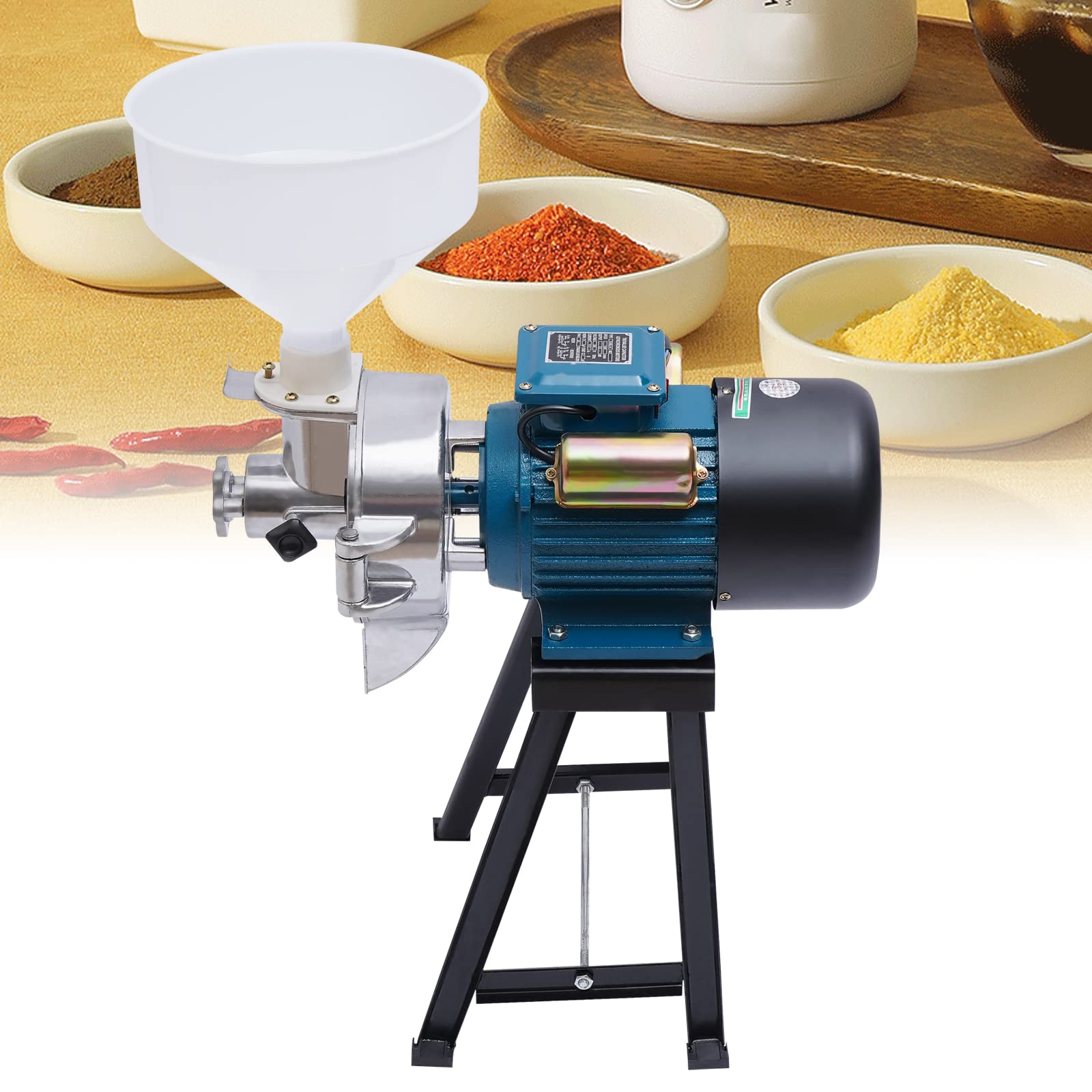 Elektrisch GetreidemüHle, 2200W KornmüHle SchrotmüHle Zerkleinerer Grain Mill Mit Trichter FüR Weizen Reis Mais, 40Kg/H GetreidemüHle Elektrische, Elektrische GetreidemüHlen