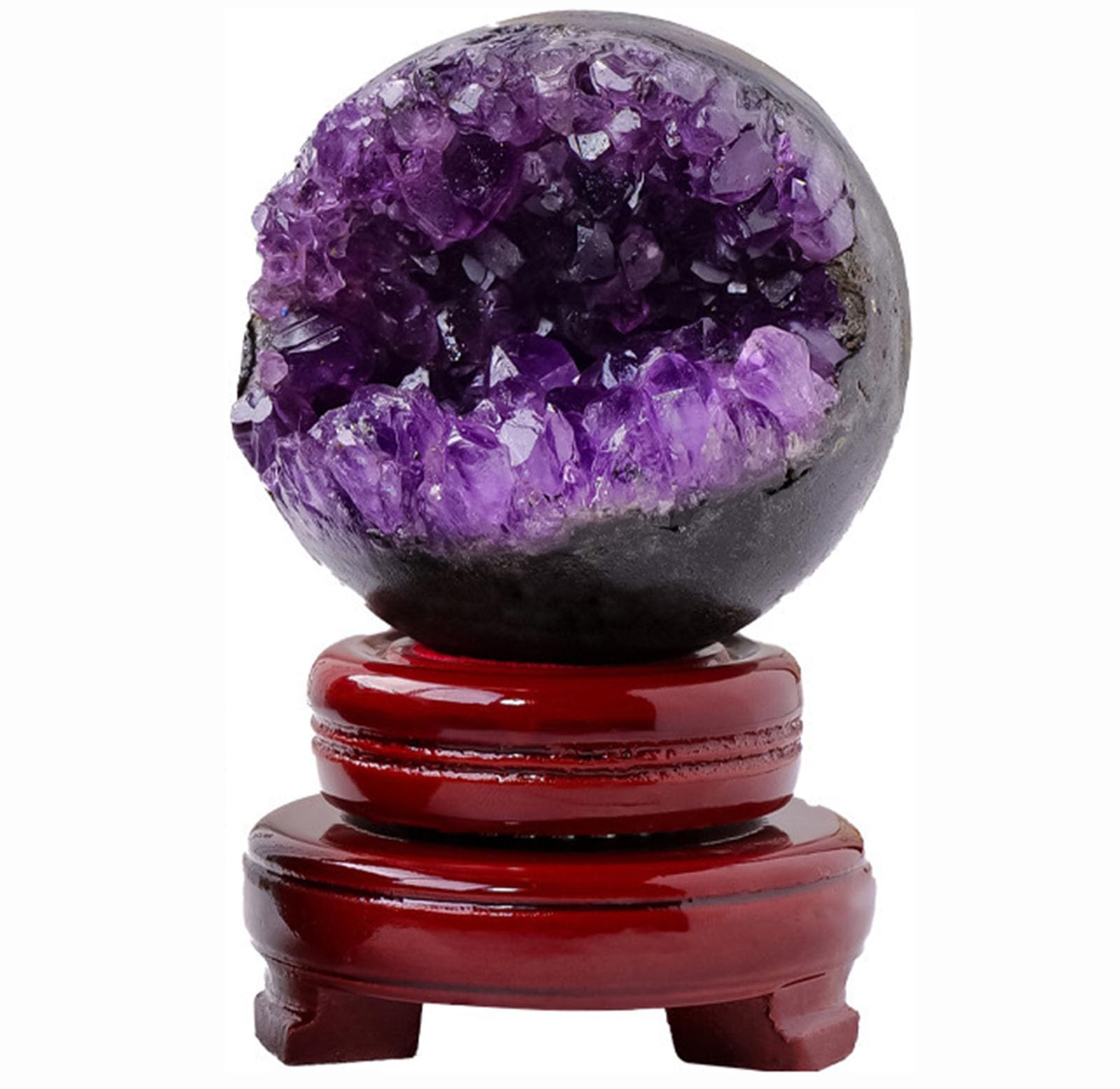 Zooeeyll Amethyst Geode Crystal Ball, Natural Stone Sphere for Meditation