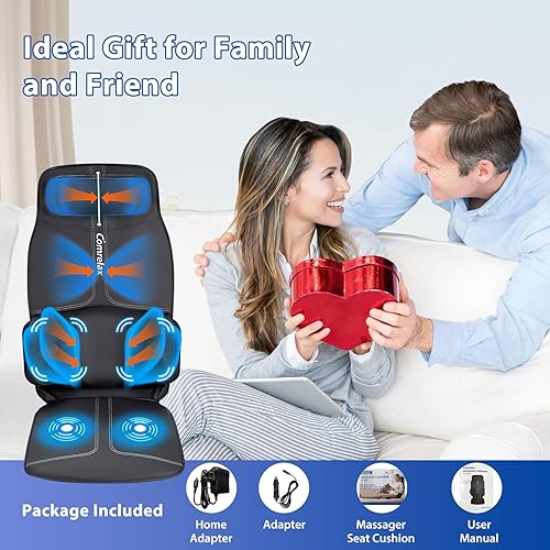 Miniatura 6 de Cojín de masaje de espalda, cojín de asiento de vibración, 3 modos y 3 intensidades masaje de espalda y cuello para aliviar el estrés y fatiga