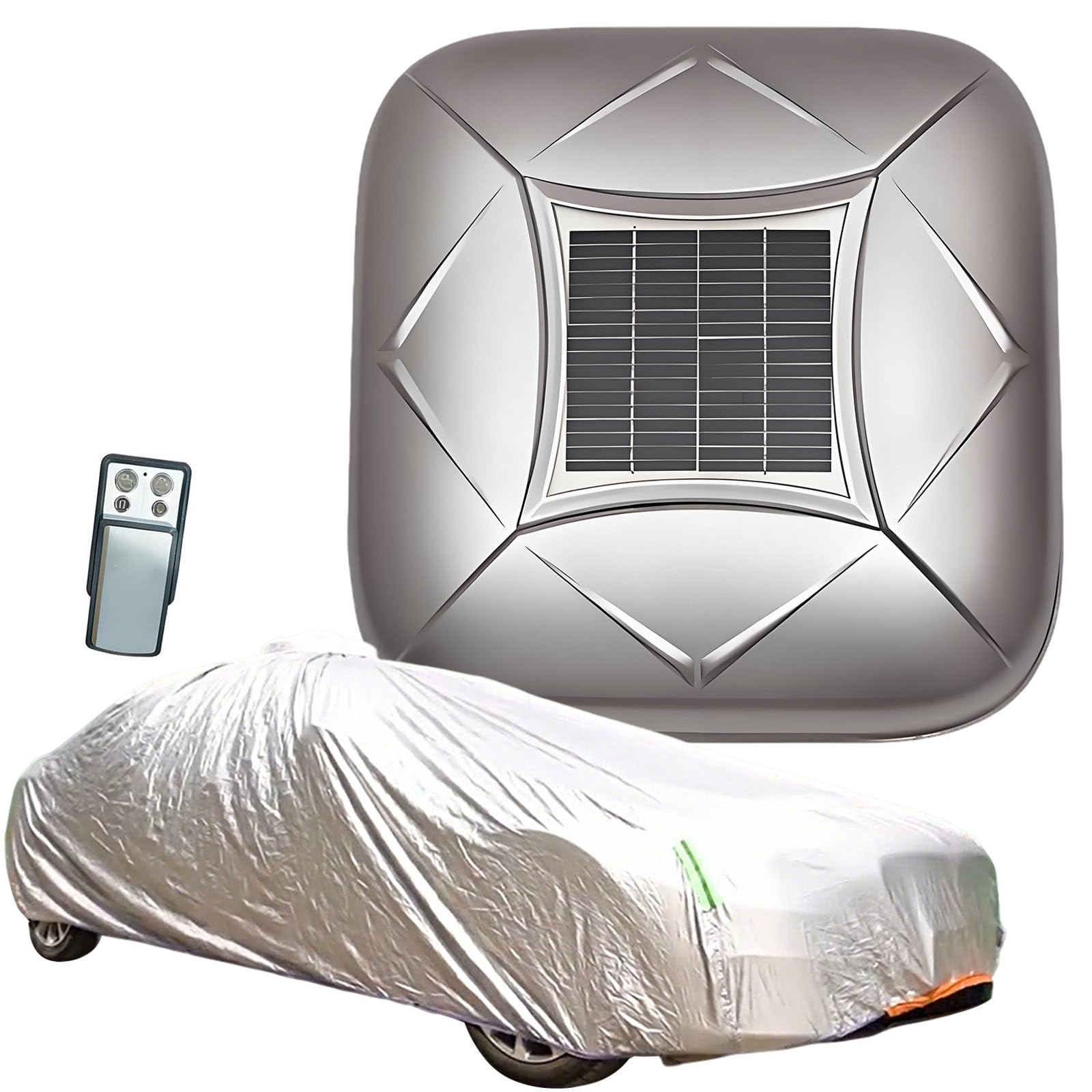 Cubierta Solar Automática para Coche con Control Remoto, Funda para Coche Eléctrica Retráctil De Cobertura Total para Protección Solar Y contra La Intemperie En Exteriores Silver-YL