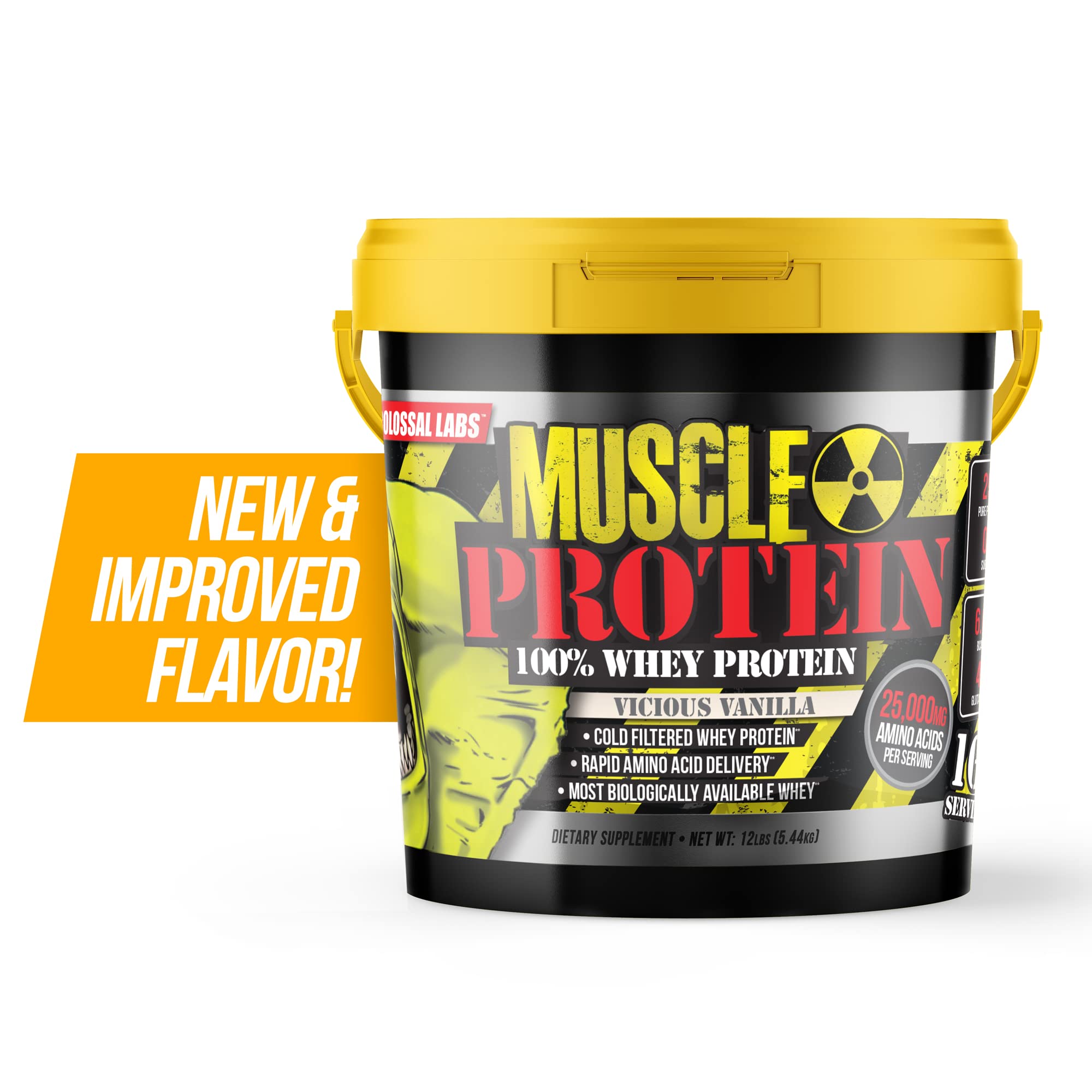 Whey Protein Blend [12 Pounds/Pack of 1]–Vicious Vanilla, Cold Filtered, 25g Pure Protein, 6.6g BCAAs/Serving(Packaging May Vary)