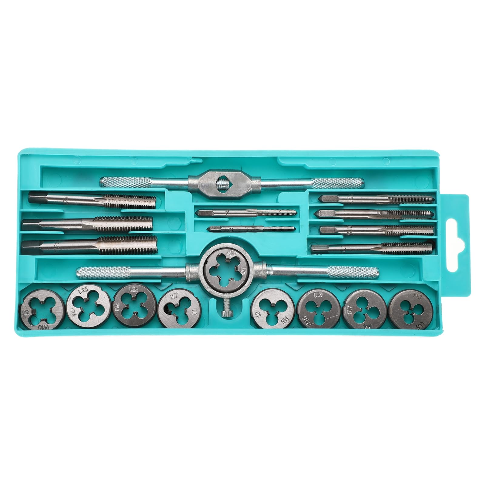 Juego de 20 machos y terrajas métricos M3-M12, kit de herramientas de roscado y reroscado, machos de roscar, terrajas, llave inglesa, soporte con estuche de almacenamiento para roscado macho y hemb