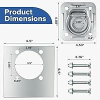 Vista 2 de Kit de Anclajes de Anillo en D Empotrado de Servicio Pesado Donext, Juego de 4, Capacidad de 6,000 lb con Placas de Soporte de Acero para Seguridad