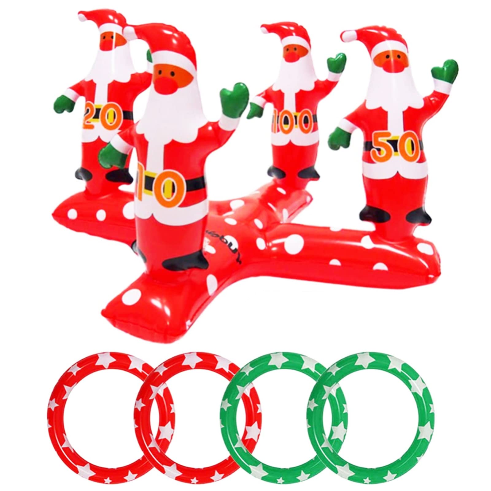 Christmas Party Ring Toss Game for Kids Adults,Inflatable Xmas Santa Ring Toss Game with 4 Rings,Fun Christmas Games for Families School Office Indoor Outdoor Game,New Year Kids