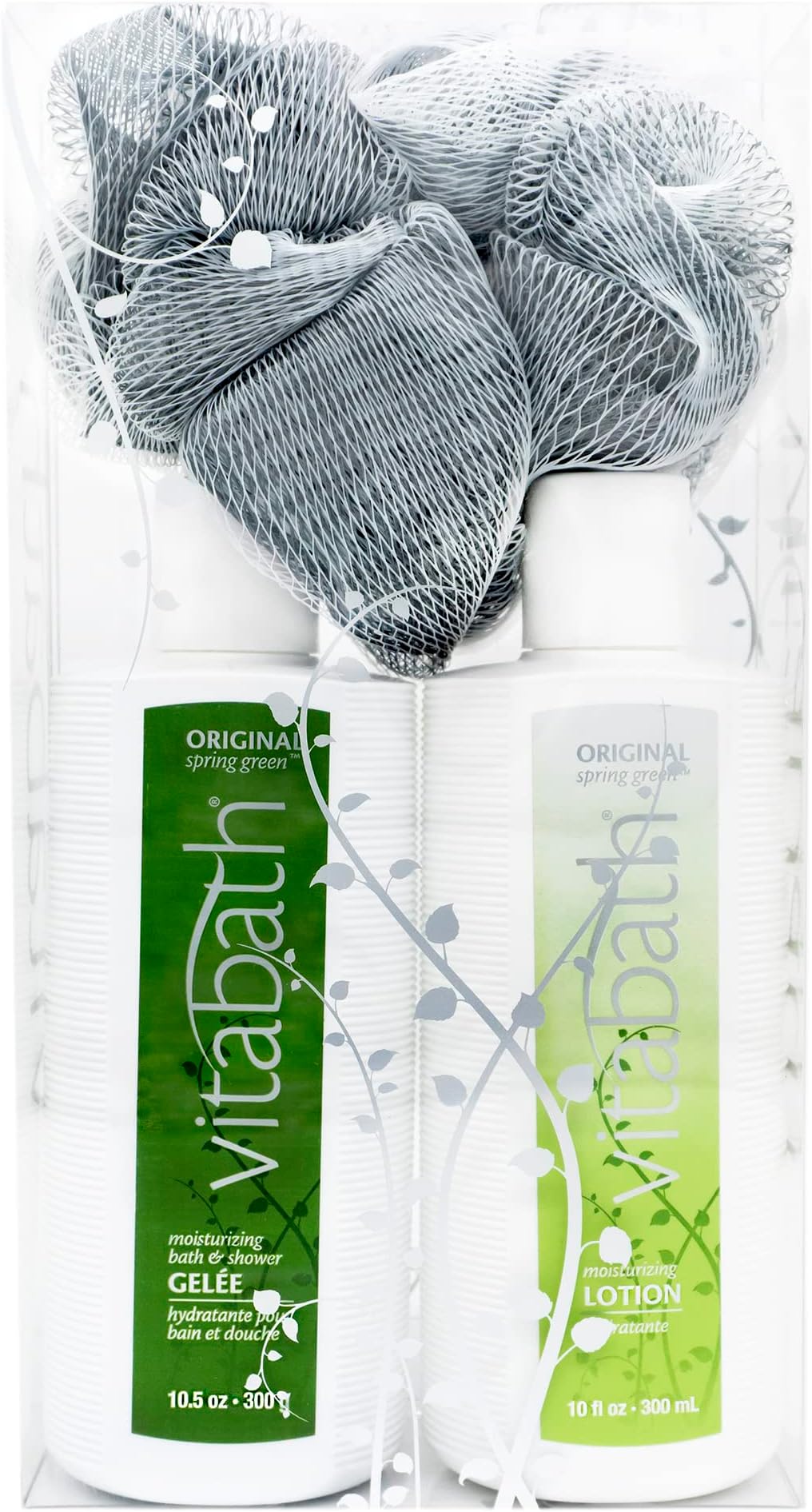 Vitabath Original Spring Green Everyday Set Shower Gelee, Lotion & Foam Enhancing Pouf