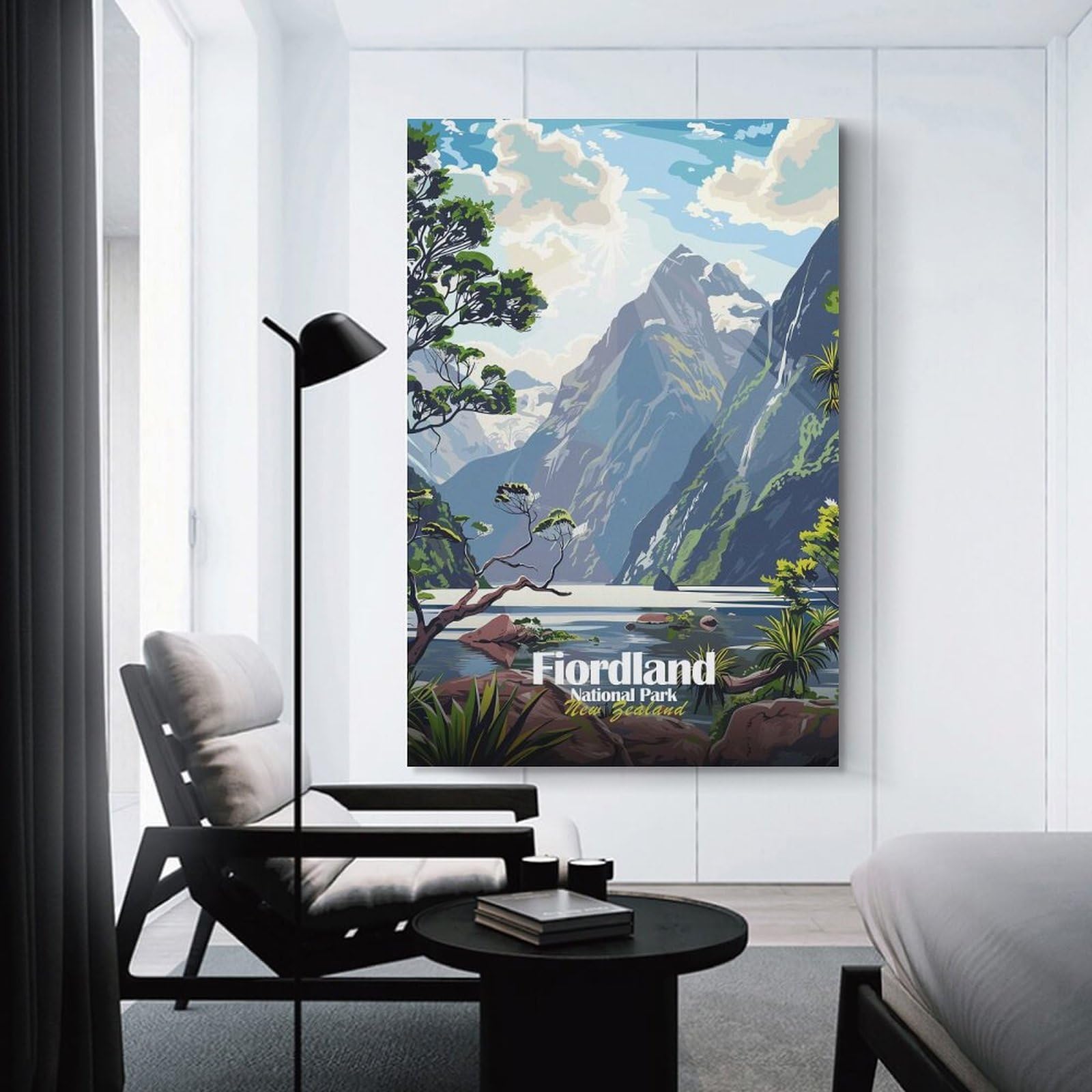 Junmoney Fiordland National Park New Zealand Room Decor Wall Art, 20x30inch(50x75cm), for Feature Walls in Flats Or Modern Rooms, Wall Decor Suited to Curated Displays