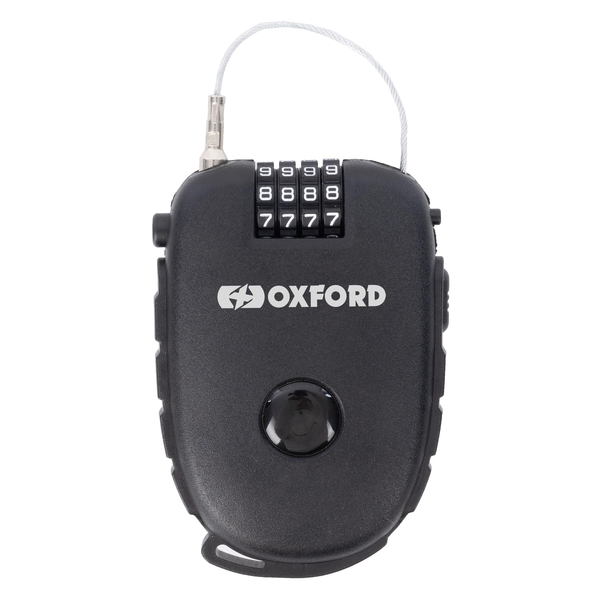 Oxford Black Products Lk112 Retra 4-Digit Combination Lock Retractable Bike, Ski, Snowboard, Stroller, Motorbike Helmet Etc, 120Cm Cable