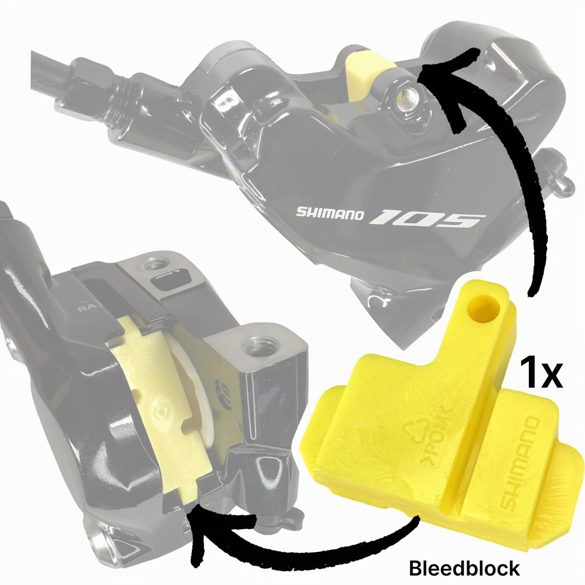 F26 Original BP-K05S-RX Resin Compatibile con Freni a Disco Shimano (K03S) Pastiglie Freno Bici MTB Ebike XT SLX XTR Strada Gravel 105 Ultegra Dura Ace GRX Pastiglie Freno a Disco 2 Paia +Bleedblock