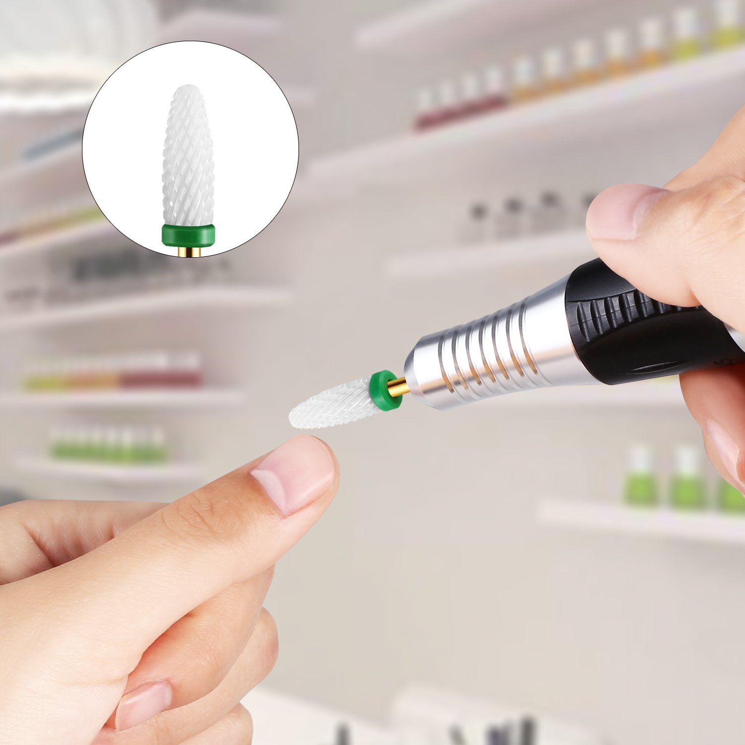 JCMaster® 2x Punte in Ceramica Conica per Fresa Unghie Lunga Durata Taglia Standard Punte Ideale Per Rimuovere lo Smalto, il Gel e cuticole Grana Coarse