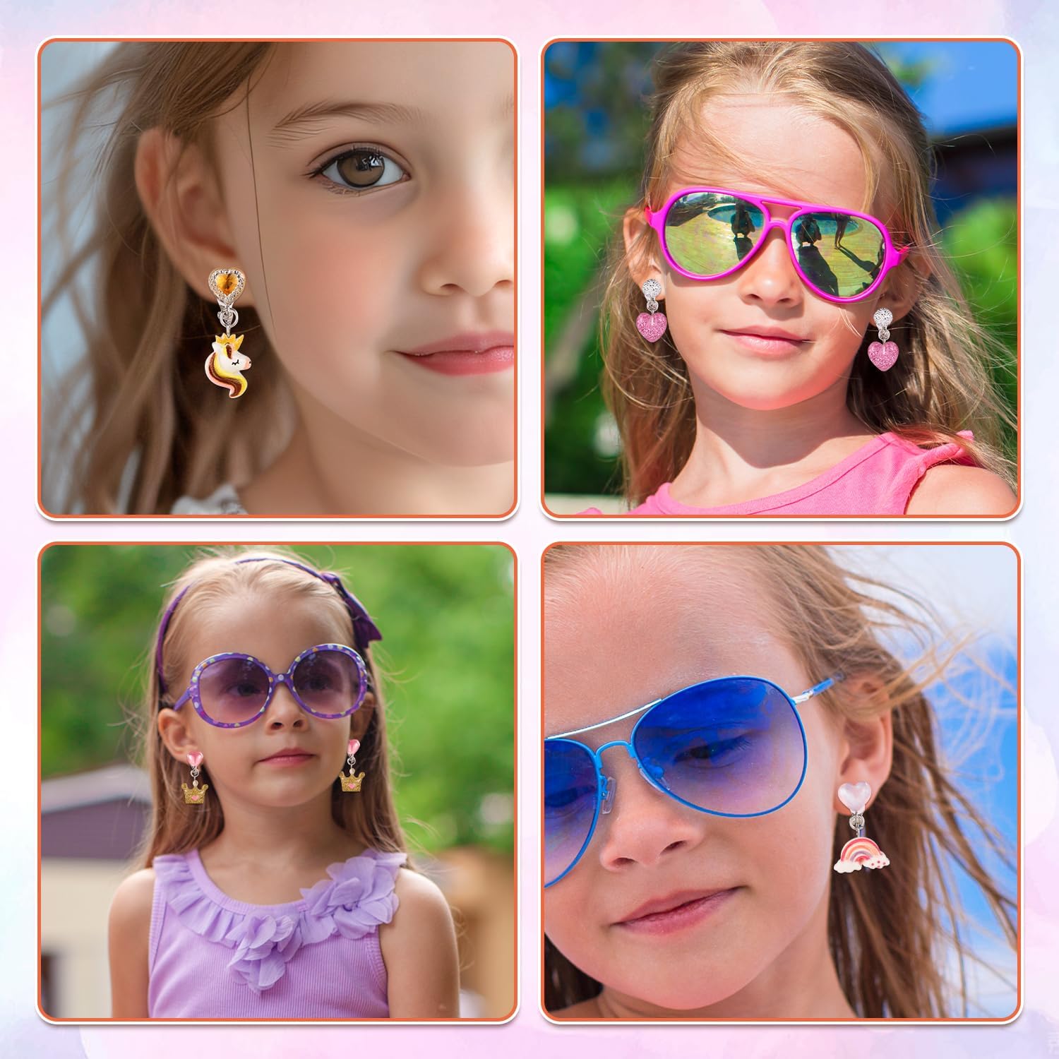 6 Pairs Colorful Clip On Drop Earrings, Resin Clip On Earrings Non-Pierced Princess for Dress Up Princess Jewelry - Image 7