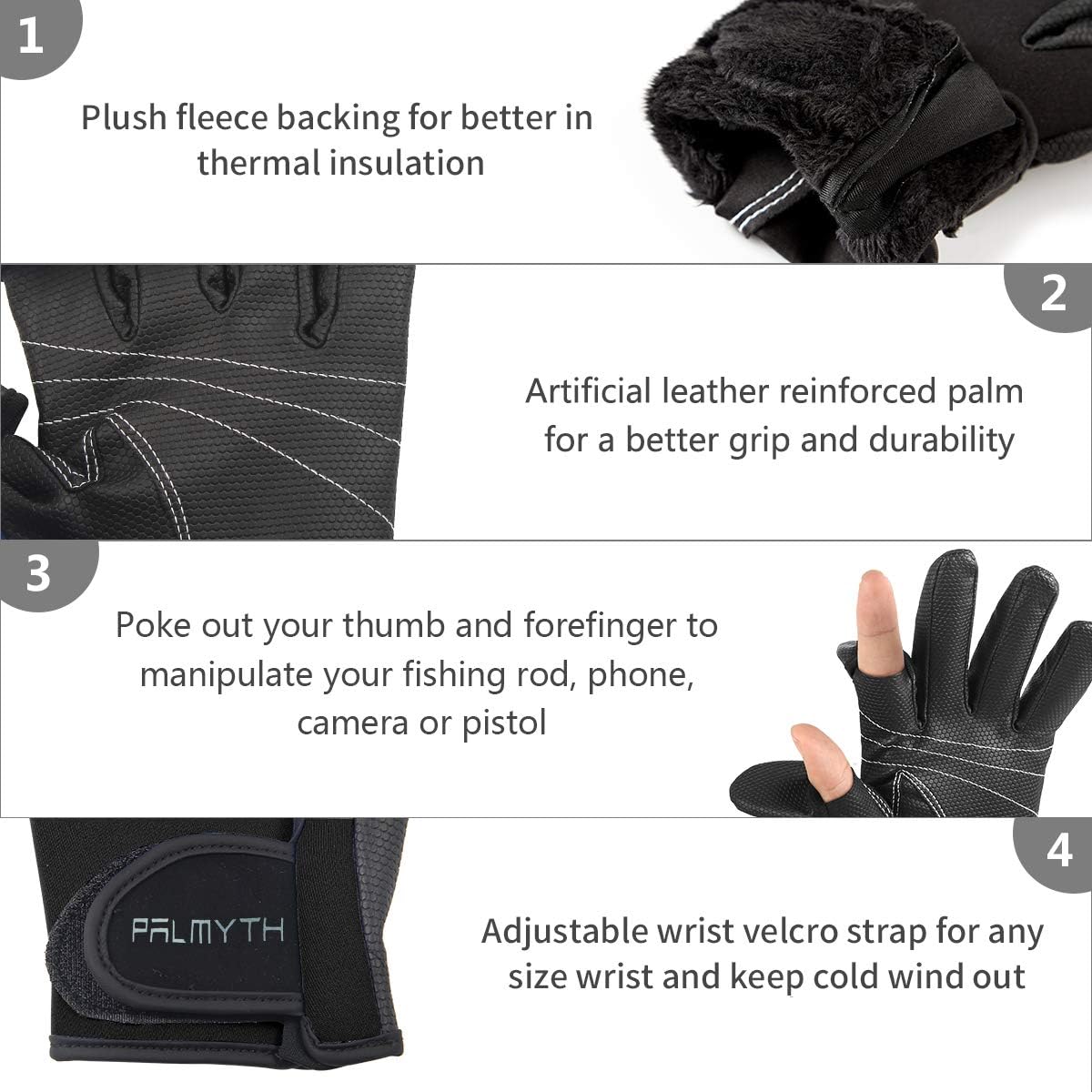 Palmyth Neoprene Fishing Gloves for Men and Women 2 Cut Fingers Flexible Great for Photography Fly Fishing Ice Fishing Running Touchscreen Texting Hiking Jogging Cycling Walking : Sports & Outdoors