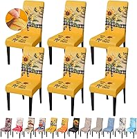 Vista 39 de JQinHome 6 fundas protectoras para sillas de comedor, de alta elasticidad, extraíbles y lavables, para el hogar, fiesta, hotel, ceremonia de boda