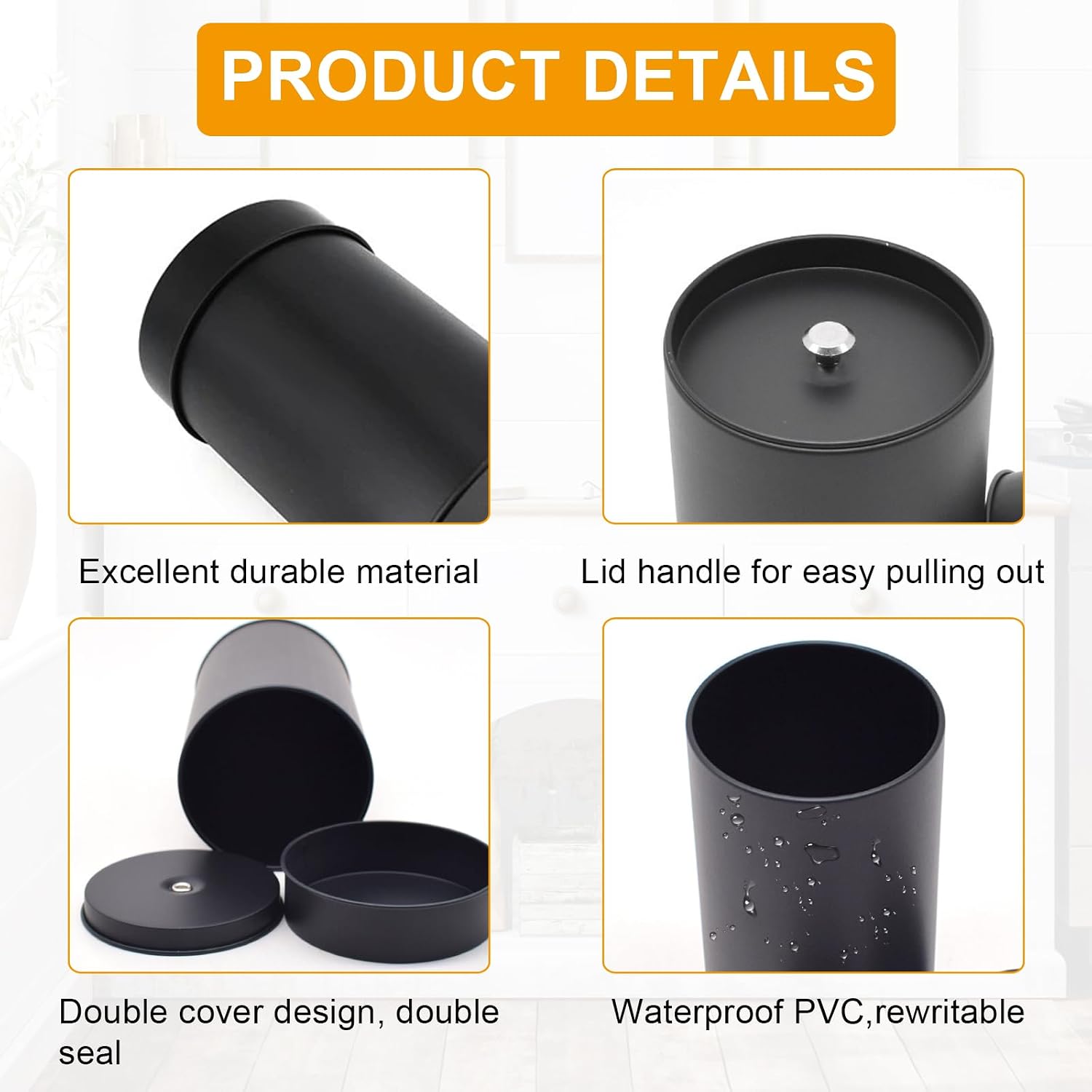 Condition photo showing As Is for 10pcs tea canisters set, metal tea tins with sealed double lids | 17fl oz metal tea canisters, round tea storage organizer can box with 10 stickers and 1 erasable chalk marker (black)