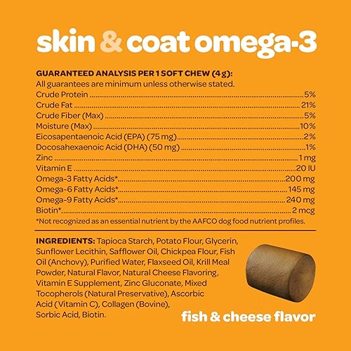 Miniatura 3 de Suplemento de piel y pelaje para perros  Omega 3 nutritivo para perros con aceite de krill EPA DHA y vitamina E  Suplemento para piel y pelaje de