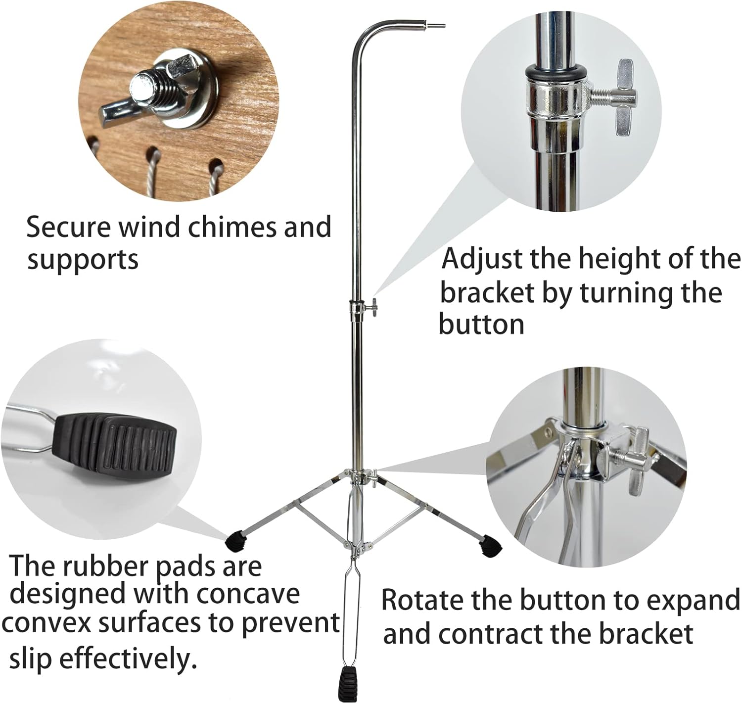 TNZMART 25 Tone 36 Tone Bar Chimes Single-row Wind Chimes with Adjustiable Height Tripod Stand Percussion Instrument Bell (25 note silver)