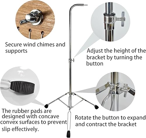 Miniatura 4 de TNZMART Campanillas de viento de una fila con soporte de trípode de 25 tonos y 36 tonos, con altura ajustable, campana de instrumentos de percusión