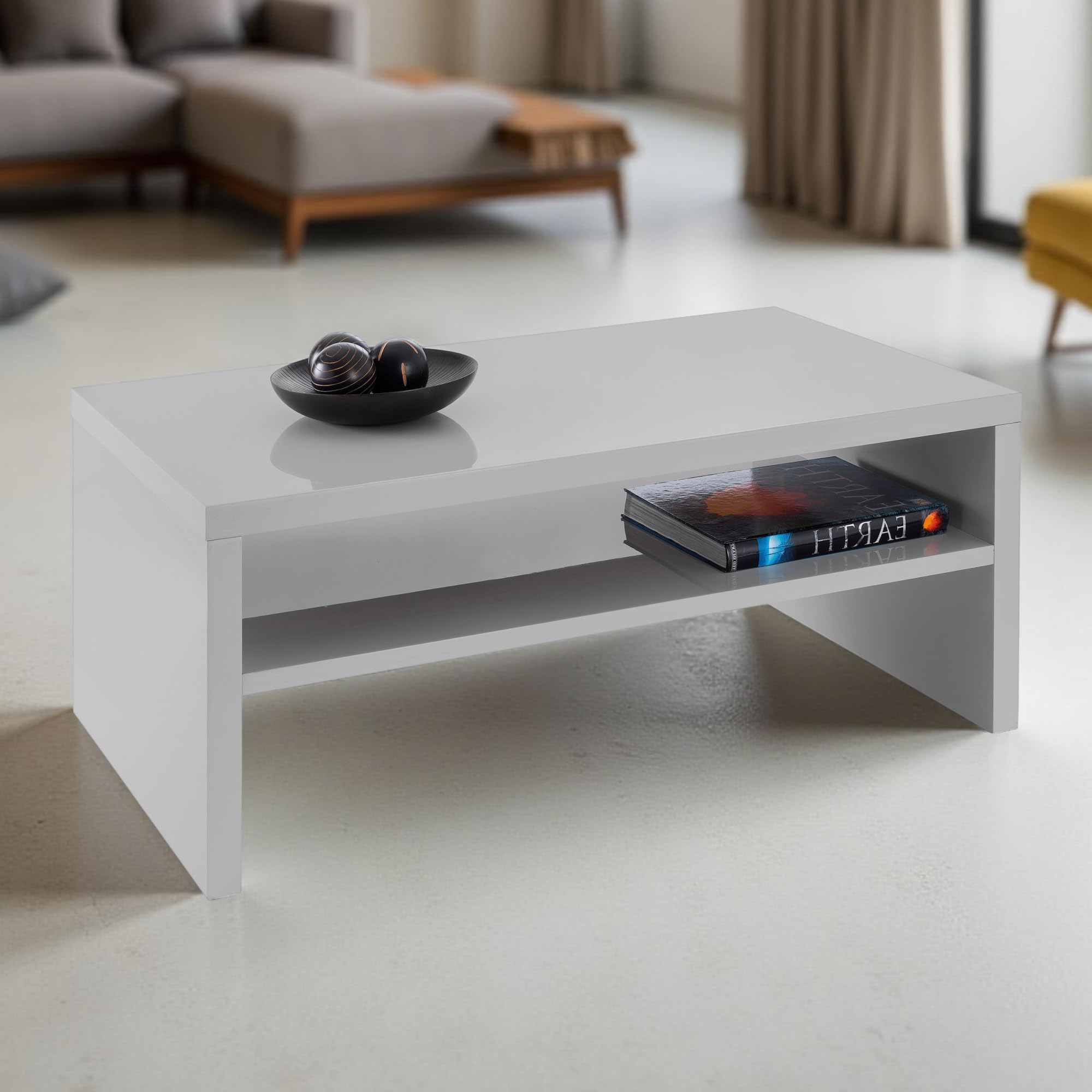 Julian Bowen Metro Grey Gloss Rectangular Coffee Table With Shelf StorageWoodHeight: 42.8 X Width: 100 X Depth: 59Cm from B&Q