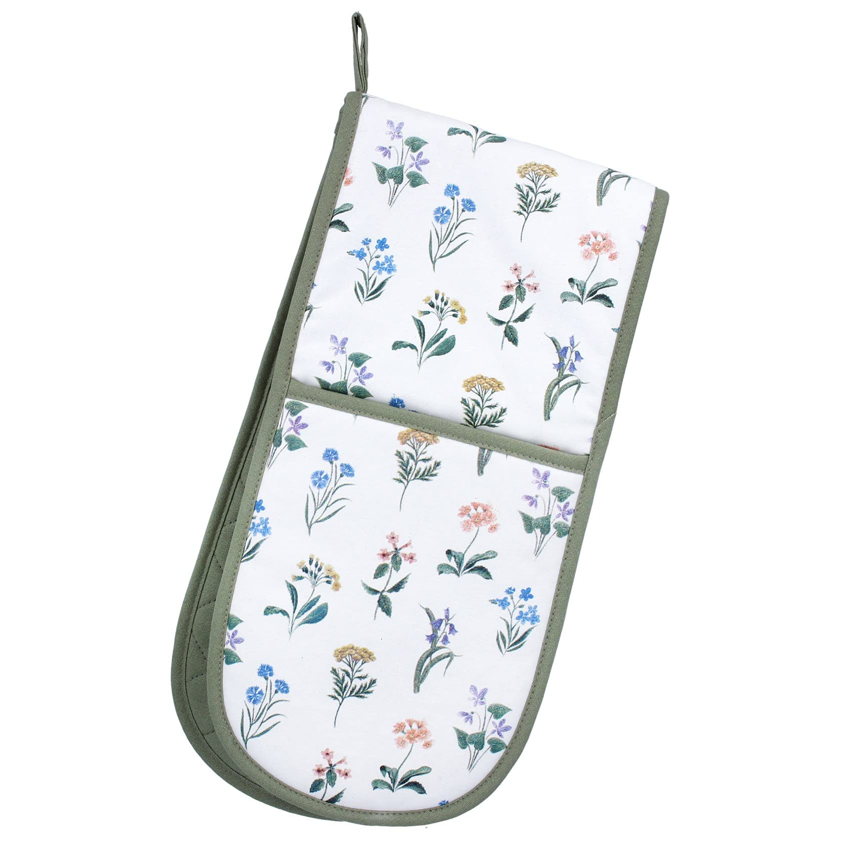 Gisela Graham Blue, Yellow, Green, Pink, Purple Wild Flower Design Double Oven Glove