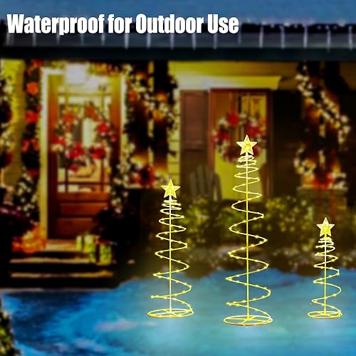 Miniatura 3 de Hawisphy Paquete de 3 ramitas de árbol con luces, 345 pies, 2460 luces LED, árbol iluminado para interiores y exteriores, hogar, festival, boda,