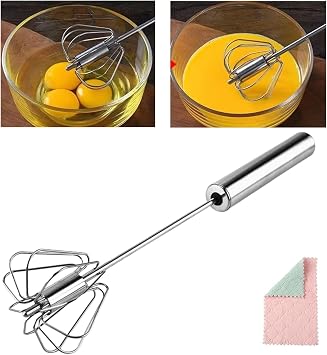 2025 New Stainless Steel Semi-Automatic Whisk with Cleaning Cloth, Wisking Tool Stainless, Multifunctional Egg Beater for Cooking Kitchen Household Eggs Milk Hand Whisk Mixer A3-Old Style 14in