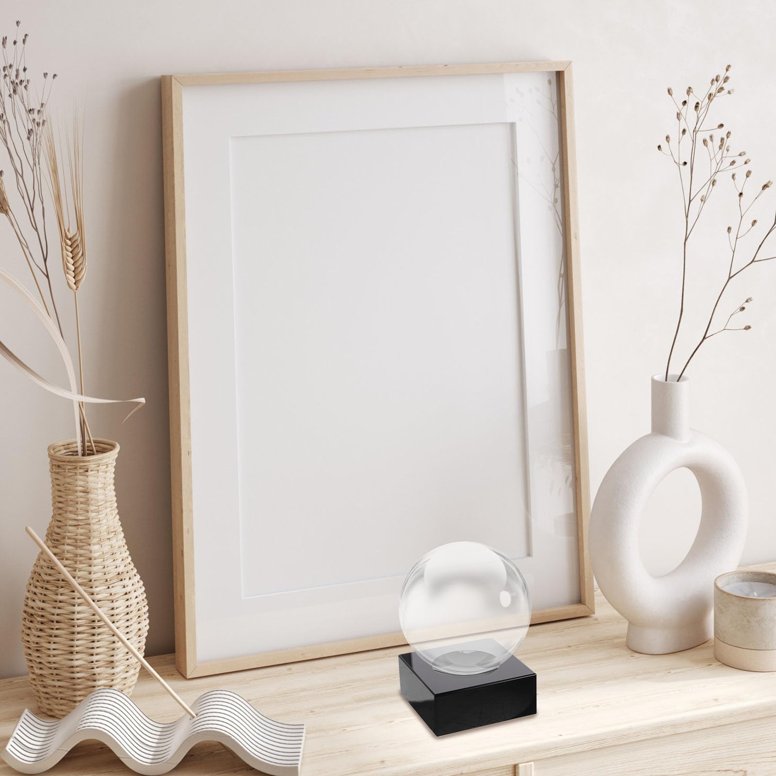 Soporte de Exhibición para Bola de Cristal Base Cóncava de Madera, Adecuado para Decoración en Salón, Dormitorio y Estudio, Uso como Accesorio de Fotografía y Obsequio