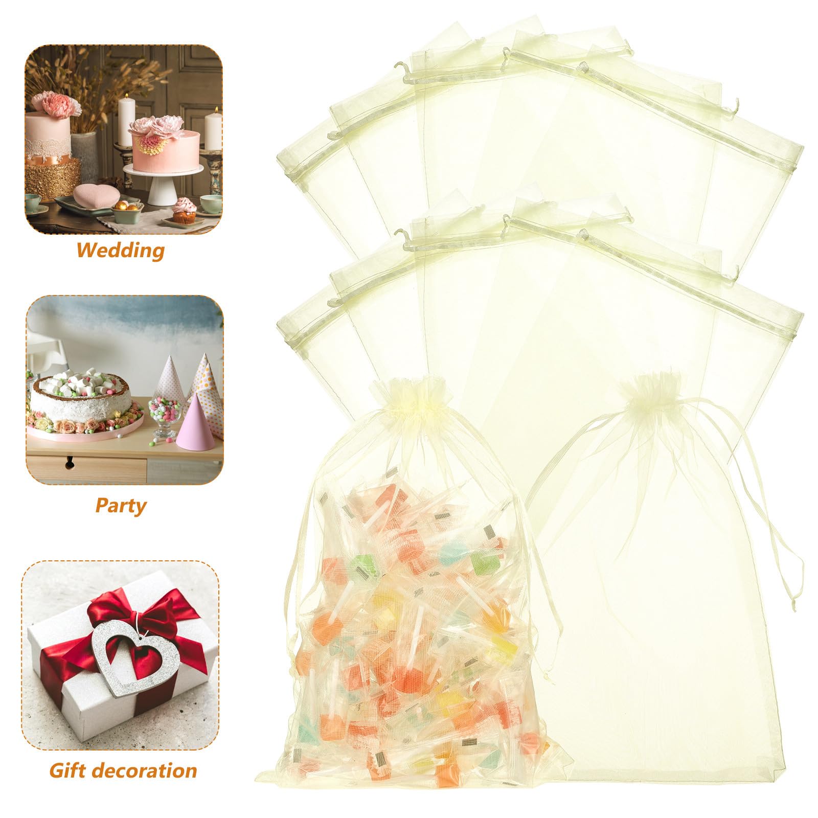Healvian 50stücke Netzbeutel aus Organza mit Kordelzug Kleine Beutel für Schmuck und Süßigkeiten als Geschenktüte für Feste und Hochzeiten Transparent und Vielseitig Einsetzbar