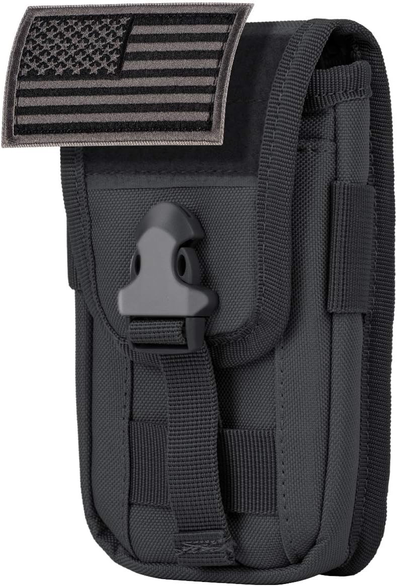 'IronSeals Tactical Cell Phone Holster Pouch, Tactical Smartphone Pouches Cellphone Case Molle Gadget Bag Molle Attachment Belt Holder Waist Bag for 4.7''-6.7'' with US Flag Patch'