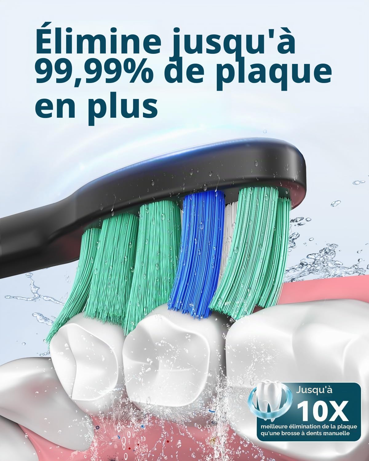 Brosse à dents électrique sonique pour adulte - Brosse à dents électrique à ultrasons avec étui de voyage et station de charge - Avec 8 têtes de brosse, 5 modes de brossage - 40 000 VPM
