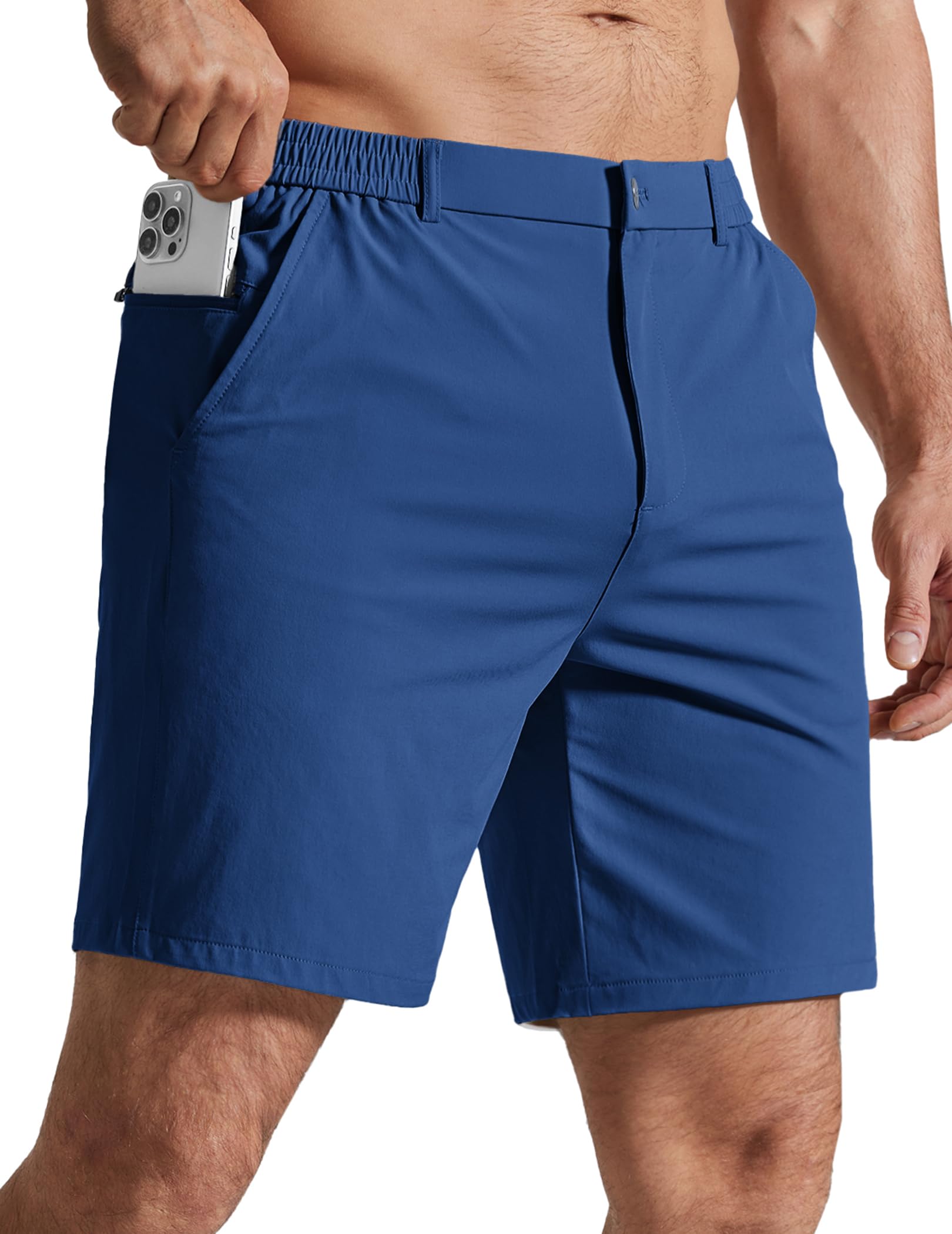 COOFANDY Mens Golf Shorts 7" Inseam Lightweight Quick Dry Shorts Elastic Waistband with 3 Pockets UPF50