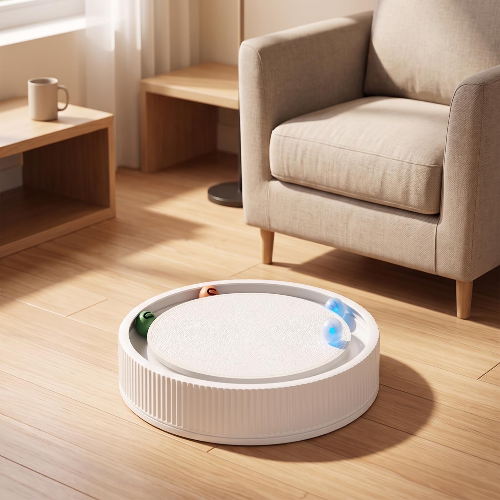 Jouet pour Chat avec Balles Mobiles, Blanc Perlé