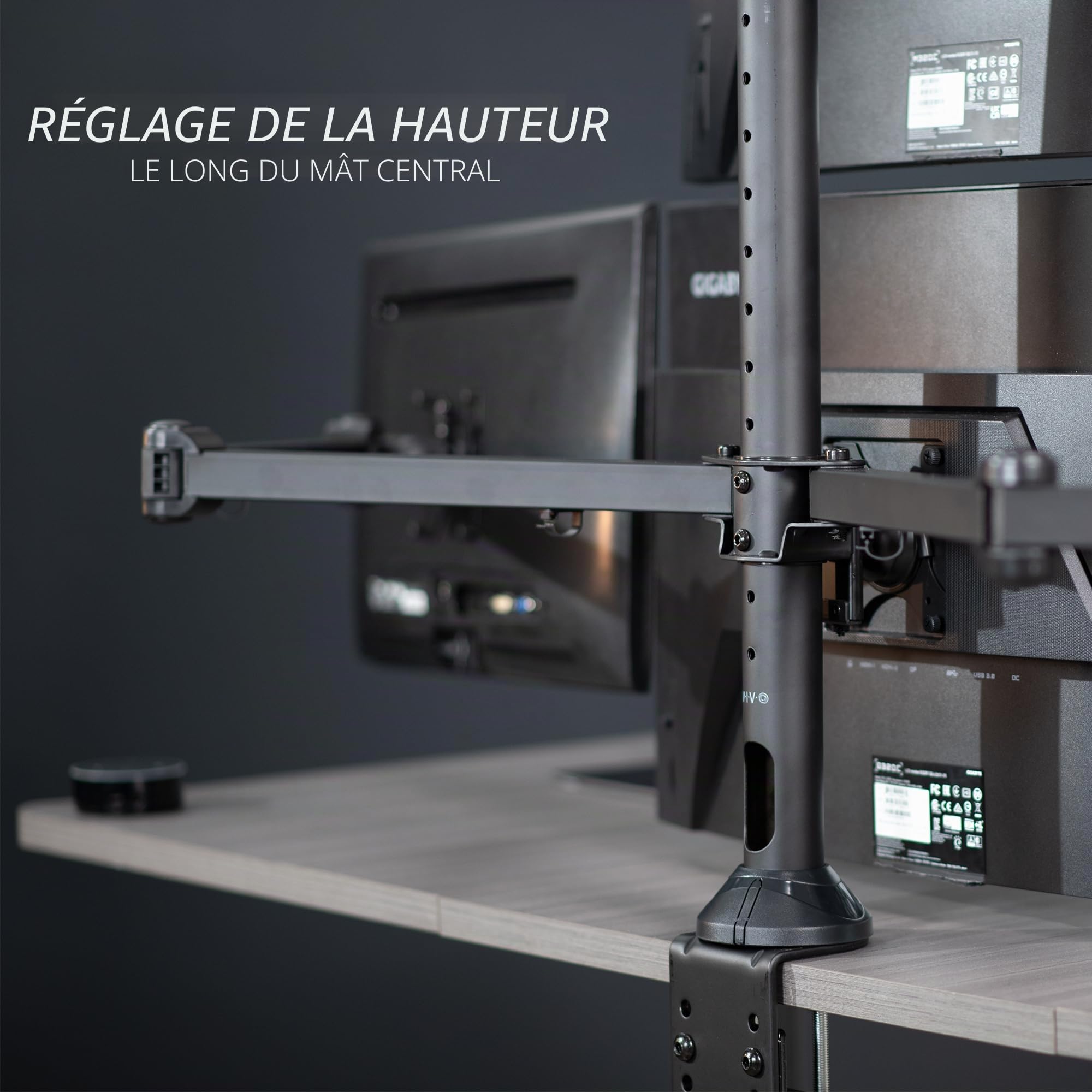 Vivo Acier Quad LED/LCD Moniteur d'ordinateur Heavy Duty support de bureau 3 + 1 Entièrement réglable support | Peut contenir quatre (4) les écrans jusqu'à 81,3 cm (Stand-v104 a)