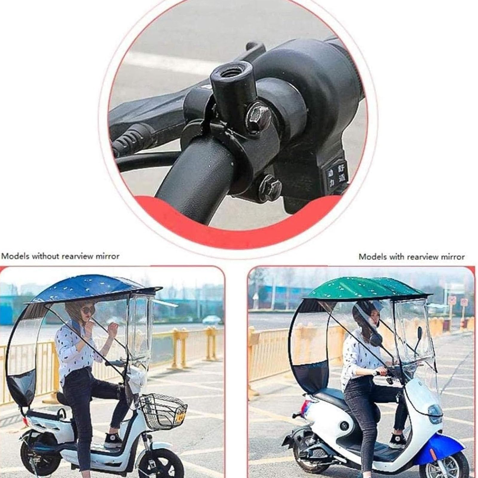 Universal Car Motor Scooter Paraguas Movilidad Parasol Cubierta para la Lluvia Impermeable, Scooter Plegable Movilidad Scooter Canopy (Color: Negro, Tamaño: Rejilla Negra) (Rejilla Negra Negra)