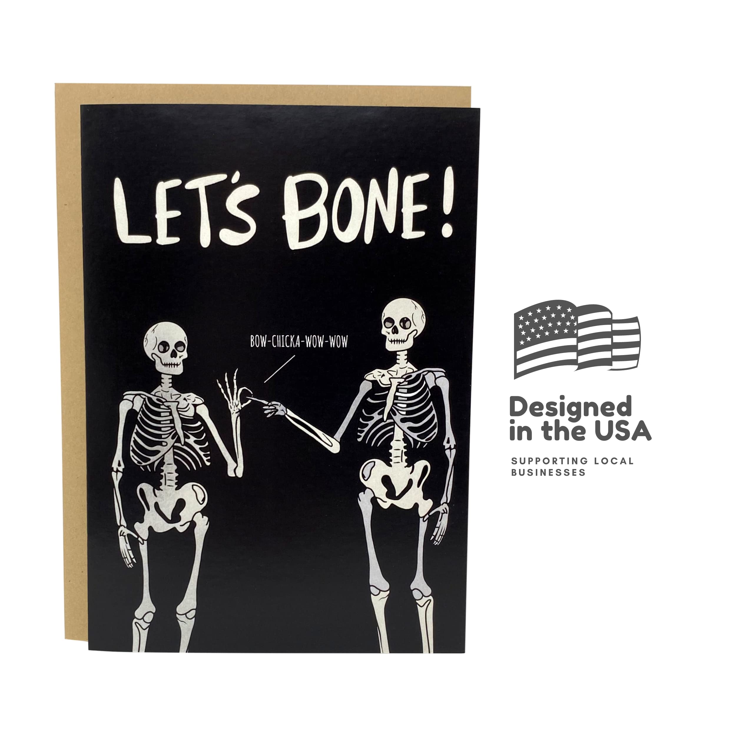 Sleazy Greetings Lustige Jahrestagskarten für Ehemann, Ehefrau, Freund, Freundin, lustige Geburtstagskarte für Männer und Frauen, schmutziges Halloween-Skelett, Let's Bone-Karte