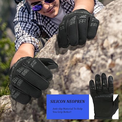 Miniatura 3 de KAIWENDE Guantes de motocross para hombre, guantes de motocross con pantalla táctil completa, guantes de motocicleta para BMX MX MX ATV MTB