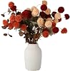 Ceramic Vase, 7.6 in Wabi-Sabi Rustic Farmhouse Flower Vase, Smooth Lines, Granular Textured Surface Design, Table Centerpiece for Living Room, Dining Table, Shelf, Mantel Decoration (White)