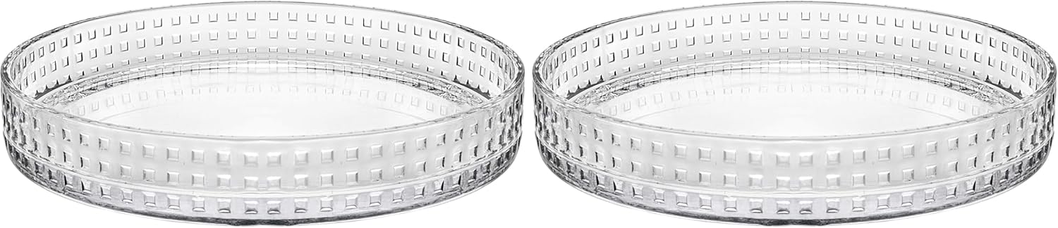 Godinger Serving Tray, Serving Platter, Round Serving Tray for Food and Drinks, 12X12 (Pack of 2)