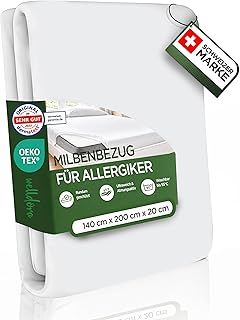 Welldora ǀ Premium Milbenbezug Matratzen 140x200x20 ǀ Fachärztlich getesteter Allergiker Matratzenschoner ǀ Anti Milben Bettwanzen Encasing mit Reissverschluss ǀ Allergiker Bettwäsche