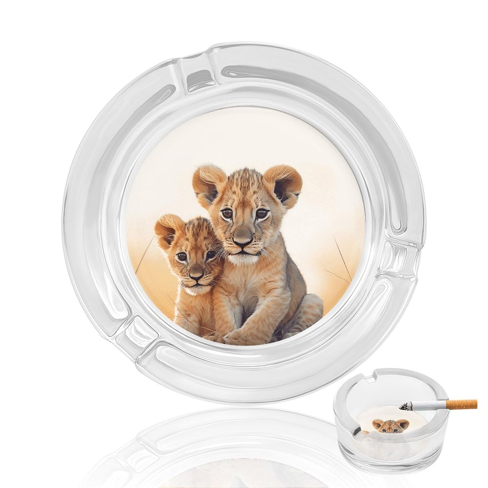 Cendrier en verre petit lion un cadeau original pour décorer un bureau