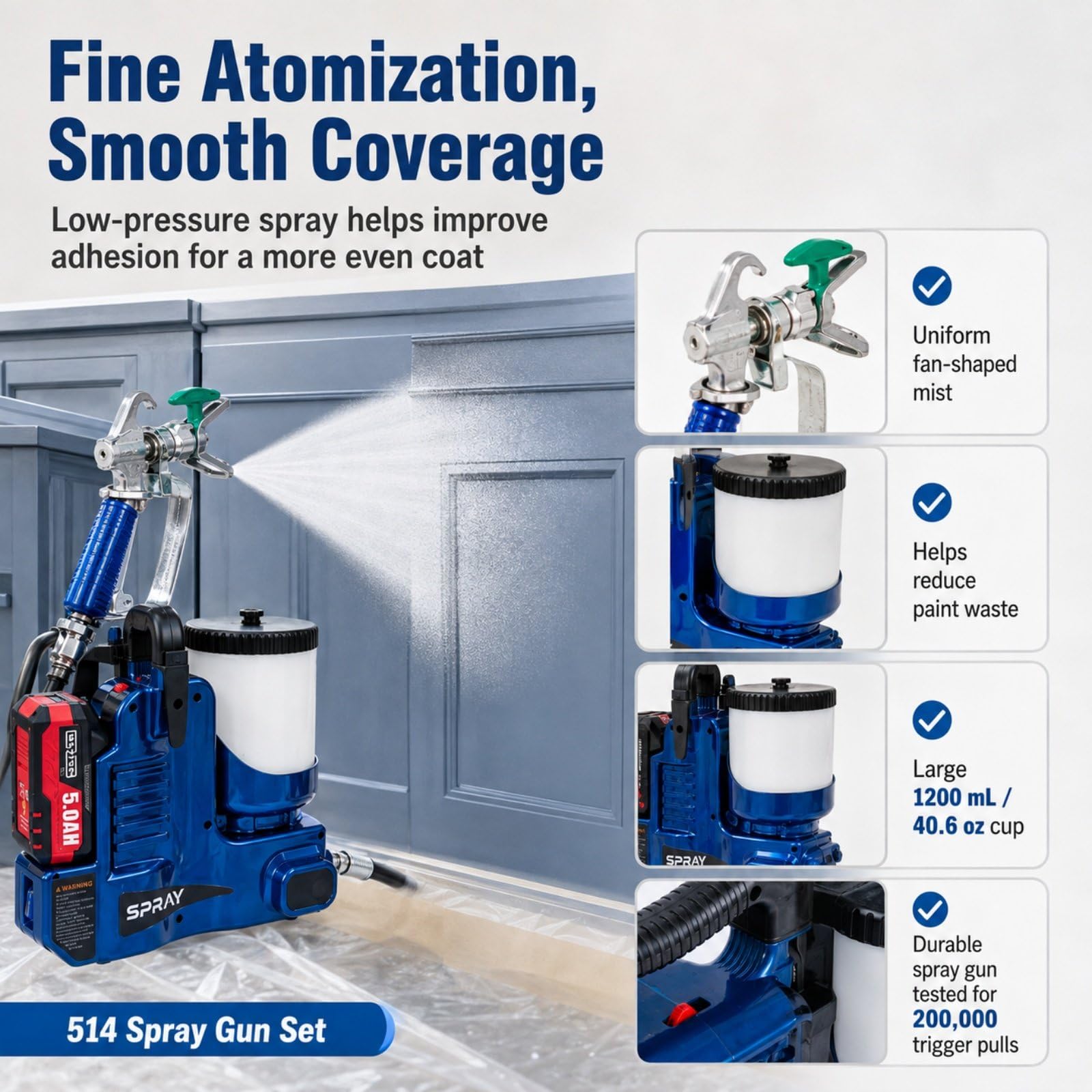 Pulverizador de Pintura Eléctrico, Pistola para Pintar, 1,8 m