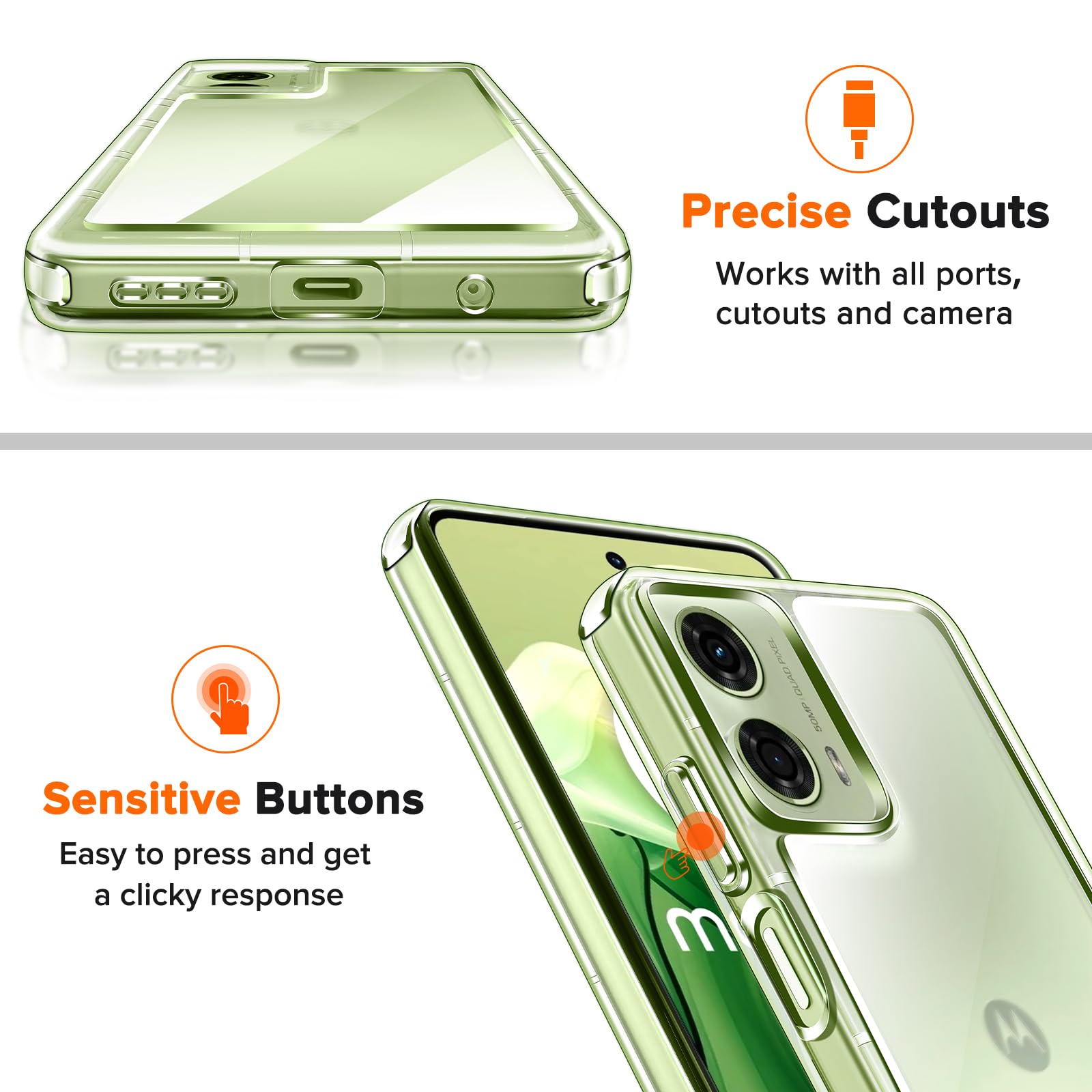 Per MOTOROLA MOTO G04s: Cover Trasparente Antiurdo + Pellicola Vetro Temperato &ndash; Kit Protezione Completa