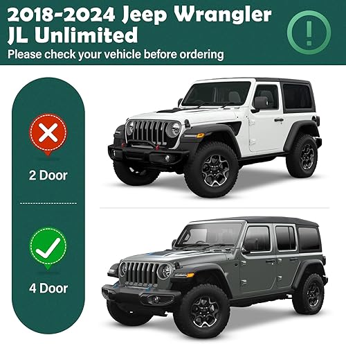 Miniatura 2 de Estribos para estribos JL compatibles con Jeep Wrangler JL Unlimited 2018, 2019, 2020, 2021, 2022, 2023, 4 puertas, barras Nerf de acero resistente,