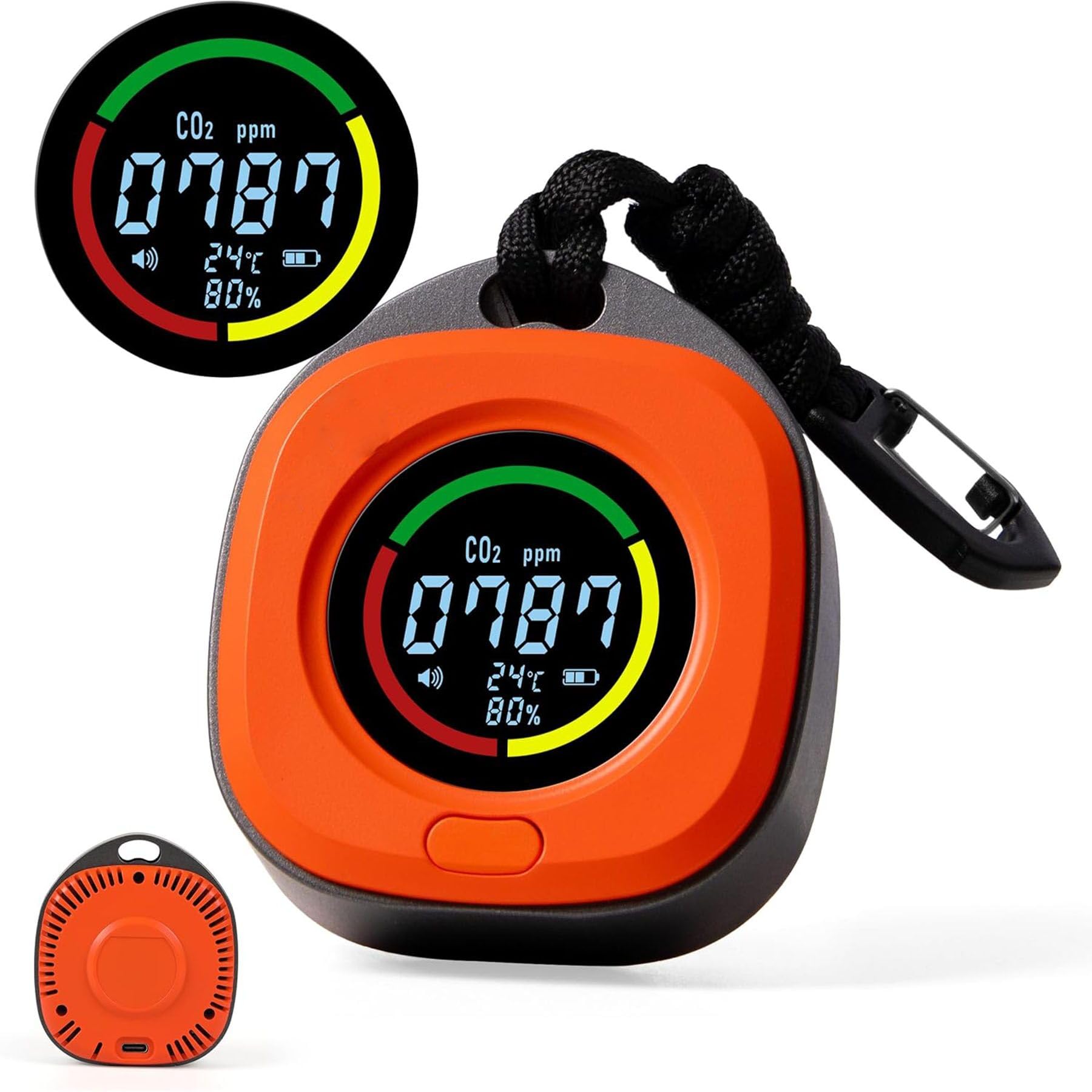 CO2 Carbon Dioxide Detector,3 in 1 CO2 Meter(Temperature, Humidity and CO2 Value) Air Quality Monitor,Portable CO2 Monitorwith Alarm,for for Home, Office, motorhome,Grow Tents, Travel,Camping