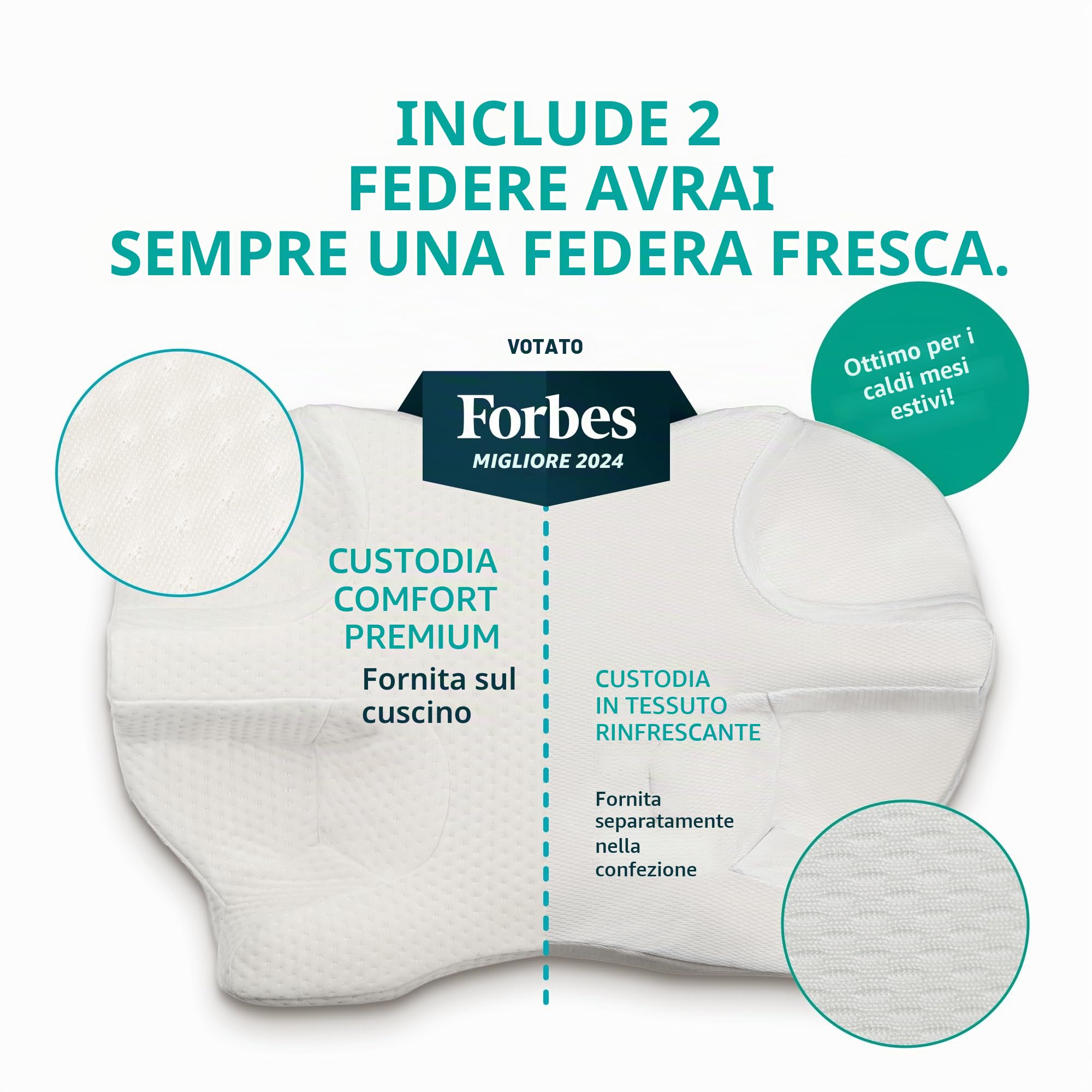 Lunderg CPAP Cuscino per chi dorme laterali, include 2 federe, cuscino in memory foam regolabile per dormire su fianco, schiena e stomaco, riduce le perdite d'aria e la pressione della maschera