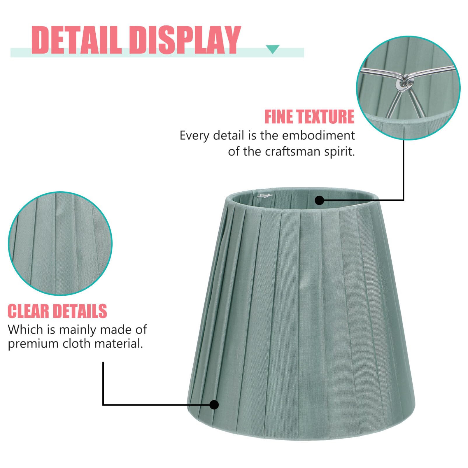 Lurrose 2Pcs Chandelier Lamp Shade Green Clip on Light Shades Chandelier Lampshades Table Light Lampshade Fabric Lampshade Bedroom Office Home Decor (Green) - Image 3