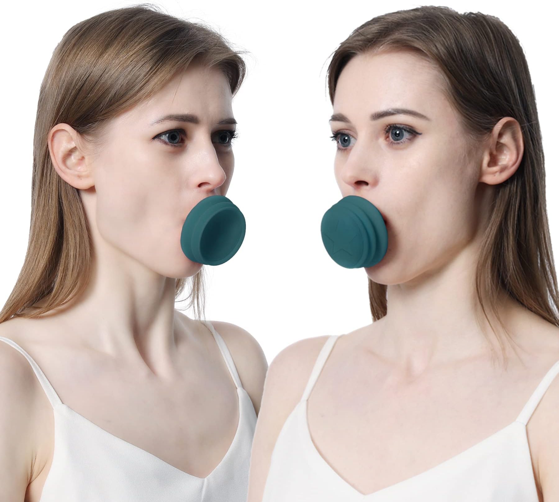 MAKINGTEC Jawline Exerciser, Face Neck Jaw Toning Double Chin Reducer, Facial Blowing Exercisers Enhance Firming Lifting Jaw Facial V Shape Lines Define Your Jawline (2 Pack) (Green)