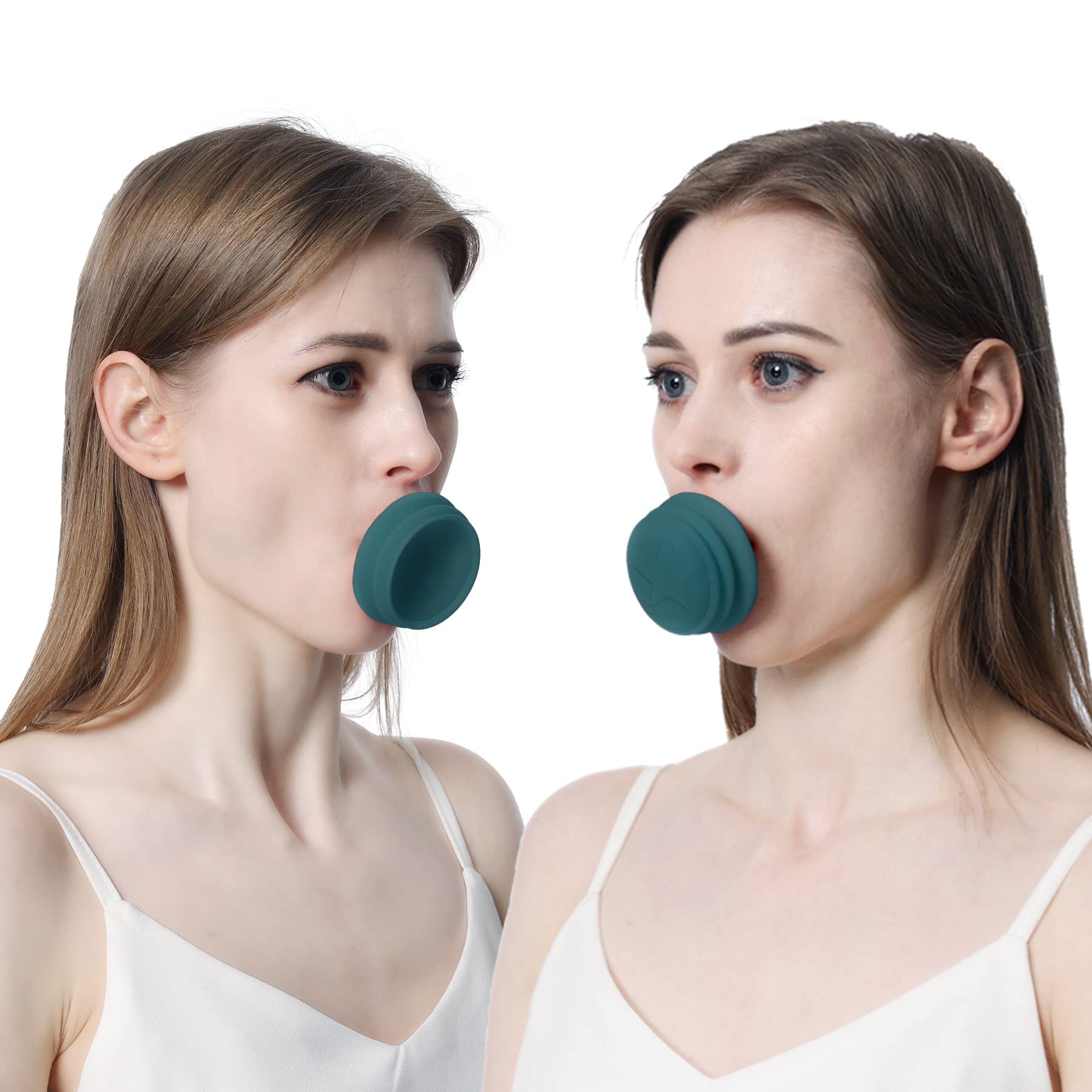 MAKINGTEC Jawline Exerciser, Face Neck Jaw Toning Double Chin Reducer, Facial Blowing Exercisers Enhance Firming Lifting Jaw Facial V Shape Lines Define Your Jawline (2 Pack) (Green)